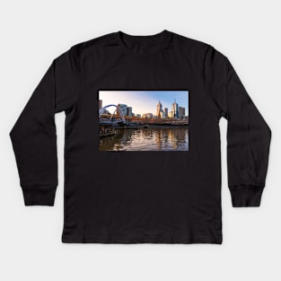 Melbourne, Australia at Sunset on the Yarra River Kids Long Sleeve T-Shirt